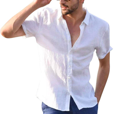 Kadar® | Men'S Solid Color Short-Sleeved Shirt With Lapels