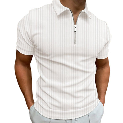 Judoc® | Striped Zip-Up Polo T-Shirt