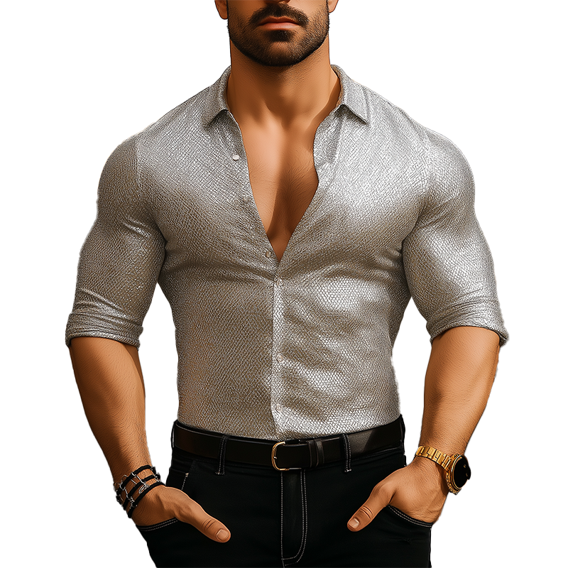 Gerardo | Men'S Summer Fashion Textured Fabric Long Sleeve Shirt