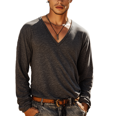 Silvio | Men'S Simple Loose Cotton Long Sleeve T-Shirt