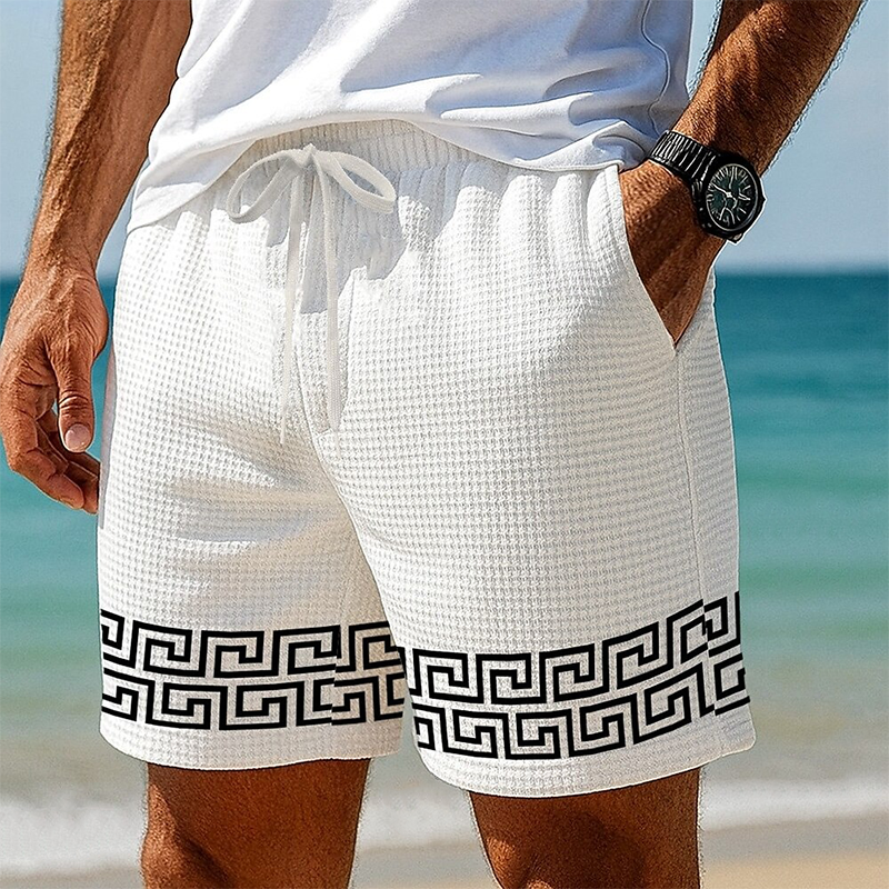 Leo | Men'S Waffle Print Elastic Shorts