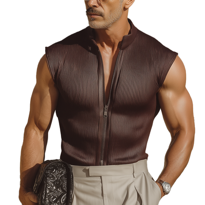 Wilbur | Men'S Summer Fashion Striped Textured Fabric Sleeveless Tank Top