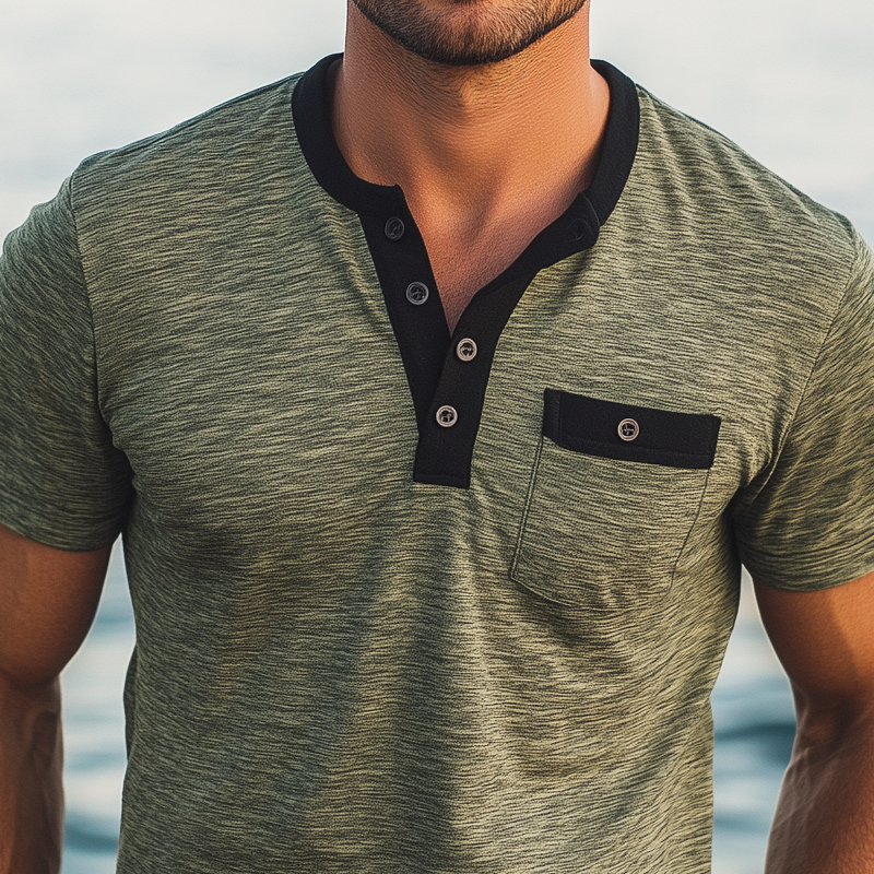 Zoltan | Men'S Casual Cotton Blend Short Sleeve Henley T-Shirt