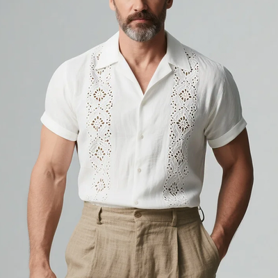 Ethan | Men'S Casual Hollow Decoration Cuban Collar Short Sleeve Shirt
