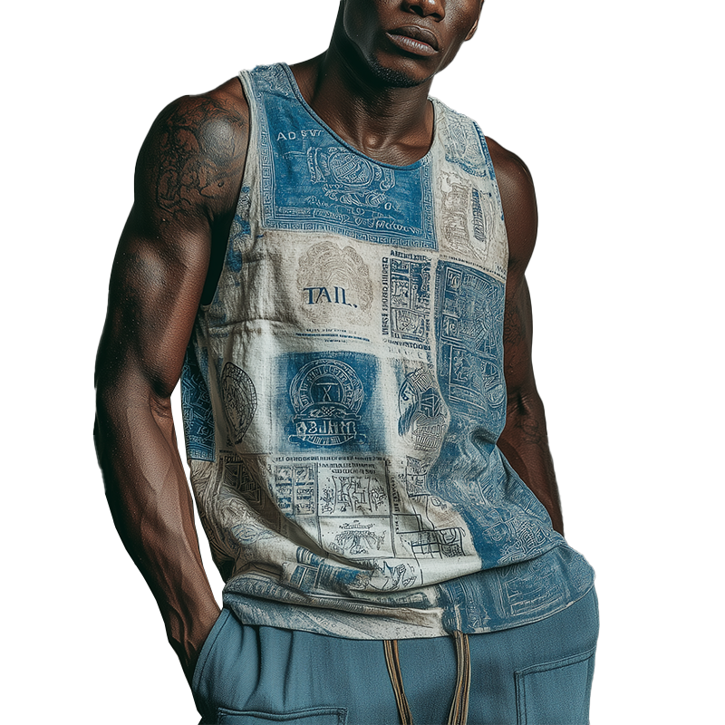 Spencer | Men'S Summer Fashion Stamp Printed Cotton Blended Tank Top