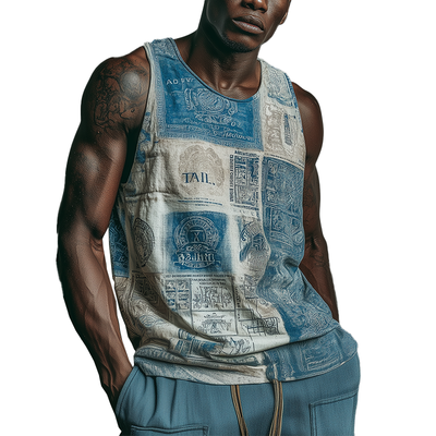 Spencer | Men'S Summer Fashion Stamp Printed Cotton Blended Tank Top