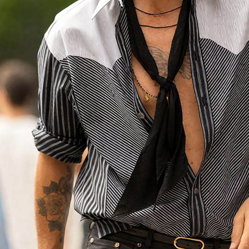 Daniel | Men'S Retro Striped Casual Lapel Long Sleeve Shirt