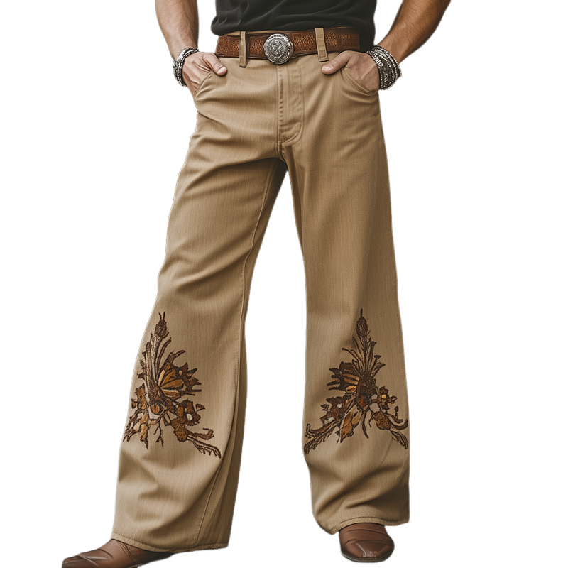 Mitch | Men'S Western Cowboy Style Embroidered Loose Jeans