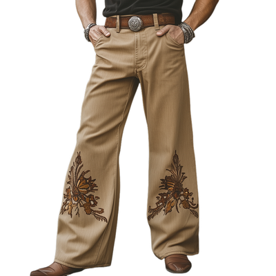 Mitch | Men'S Western Cowboy Style Embroidered Loose Jeans