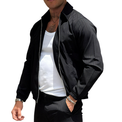 Travis | Men'S Vintage Casual Lapel Striped Zipper Jacket