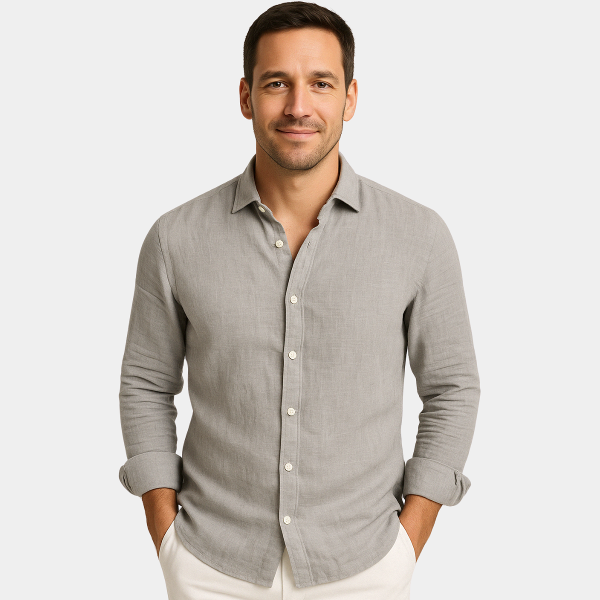 Lazar® | Elegant Cotton And Linen Shirt