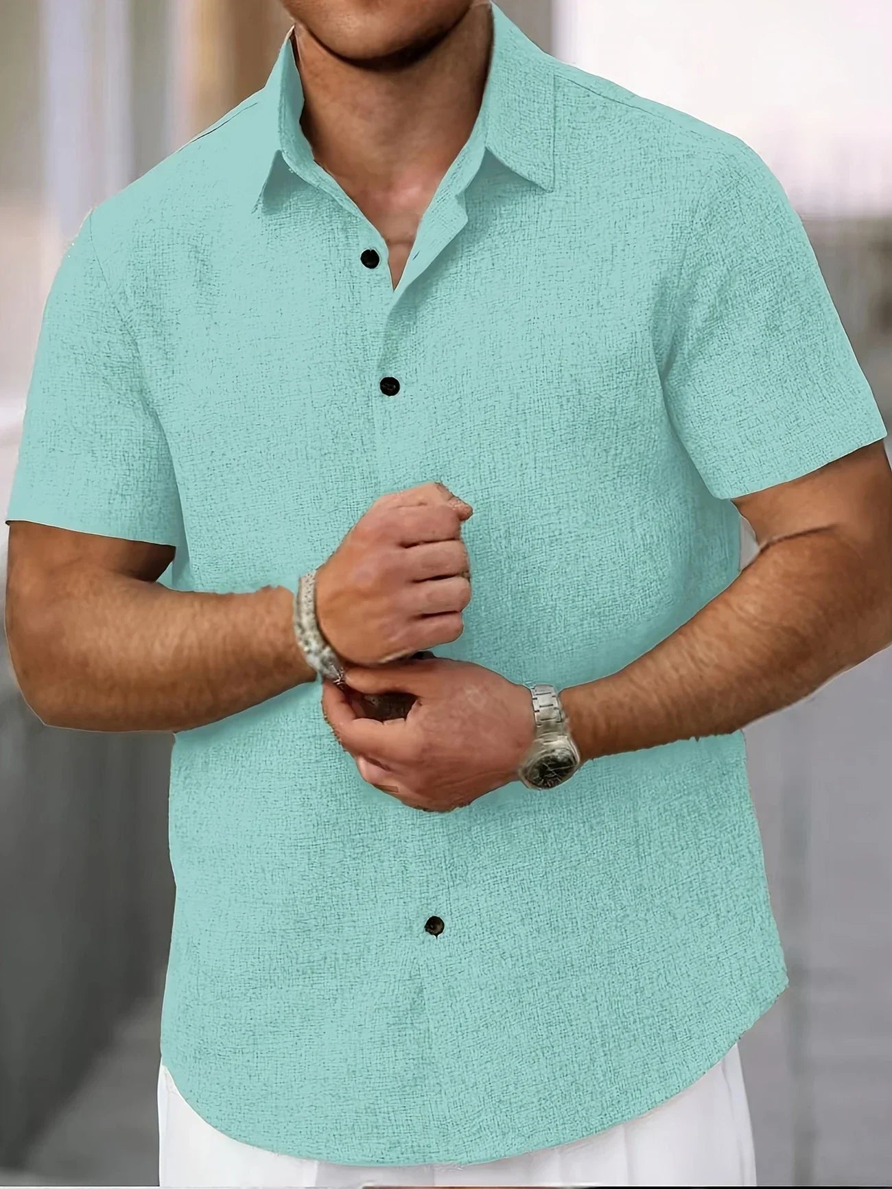 Pax | Lightweight short-sleeved linen blend shirt