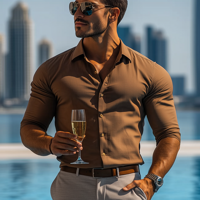 Rogelio | Men'S Basic Solid Color Cotton Blend Long Sleeve Shirt