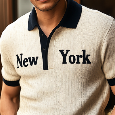 Randy | Men'S Summer "New York" Polo Collar Knit Short Sleeve T-Shirt