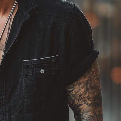 Pablo | Men'S Summer Fashion Washed Denim Short Sleeve Shirt