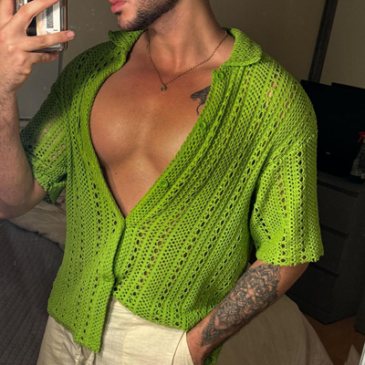 Wiley | Men'S Summer Jacquard Mesh Knit Short Sleeve Shirt