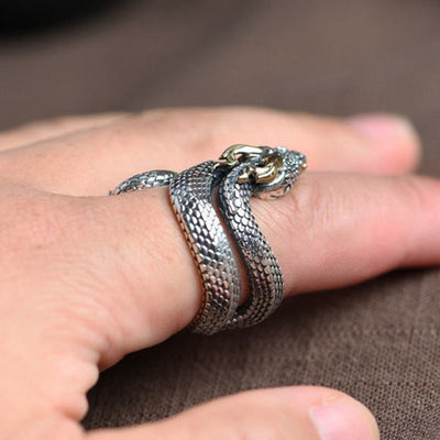 Manuel | Men'S Vintage S925 Silver Python Adjustable Ring