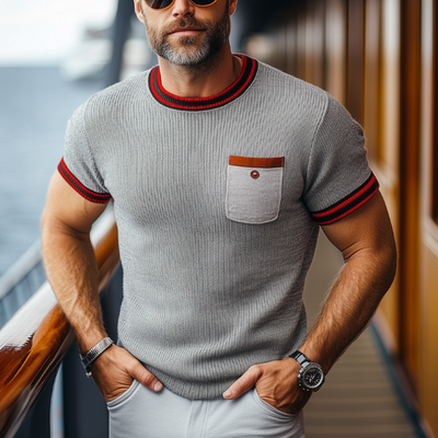 Clarence | Men'S Business Round Neck Knitted Short Sleeve T-Shirt