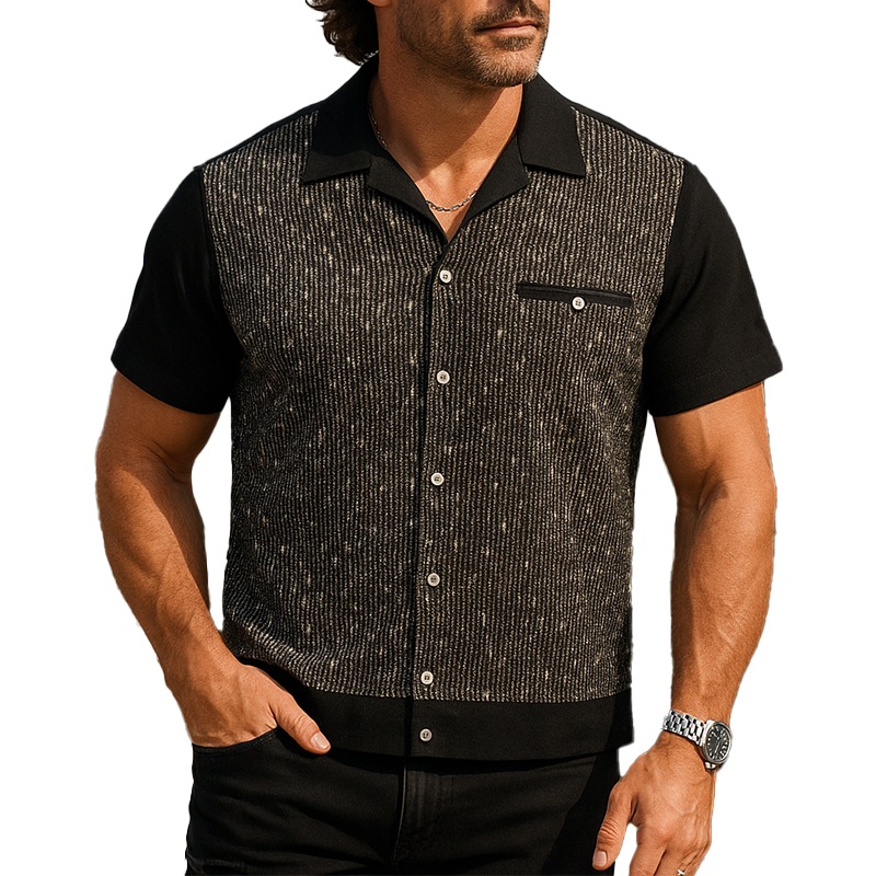 Emilio | Men'S Summer Fashion Textured Fabric Short Sleeve Shirt