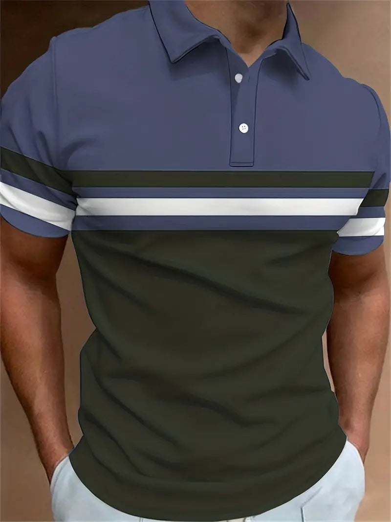 Lynn® | Casual, Trendy Striped Pattern Short-Sleeved Shirt For Men