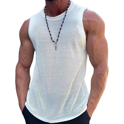 Taylor | Men'S Solid Knit Mesh Crew Neck Tank Top