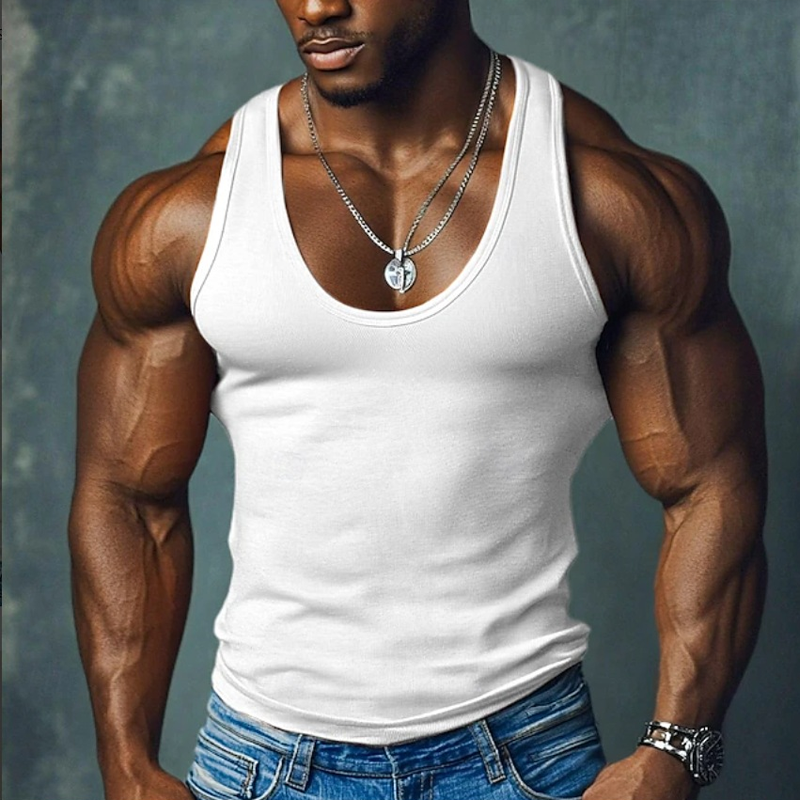 Bruce | Men'S Solid Color Slim Fit Round Neck Sports Tank Top