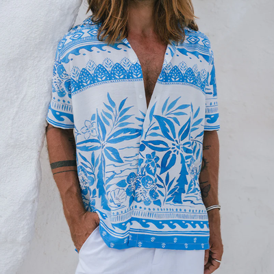 Clint | Men'S Spring And Summer Fashion Casual Tencel Cotton Printed Short Sleeve Shirt