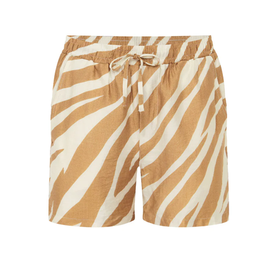 Drew | Men'S Spring And Summer Fashion Casual Zebra Stripe Printed Silk Cotton Short Sleeve Shirt Elastic Waist Shorts Set