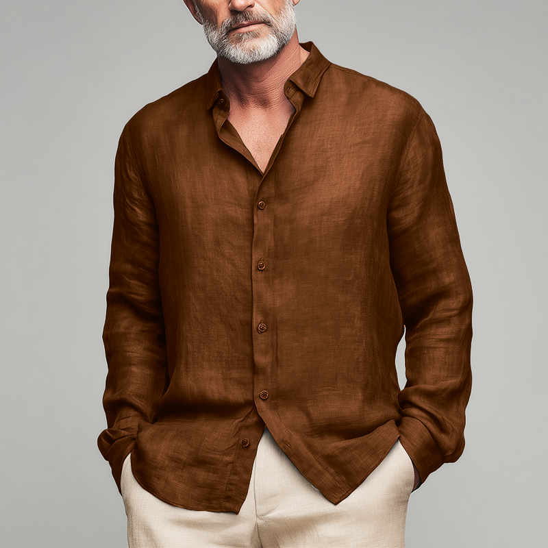 Perry | Men'S Summer Fashion Slub Linen Long Sleeve Shirt