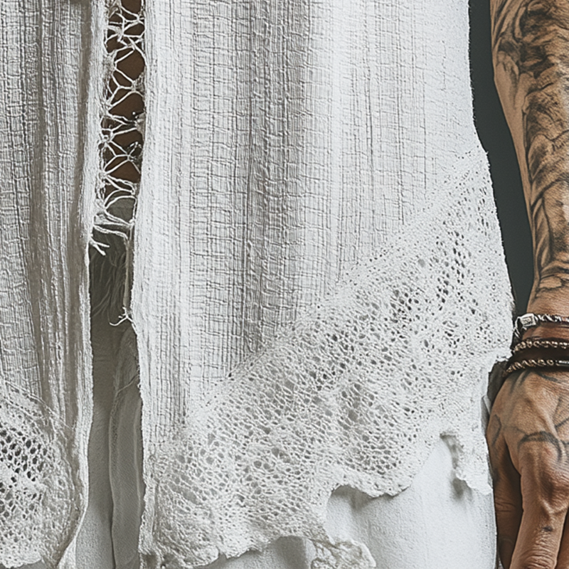 Caleb | Men'S Summer Fashion Printed Lace Decorated Waffle Tank Top