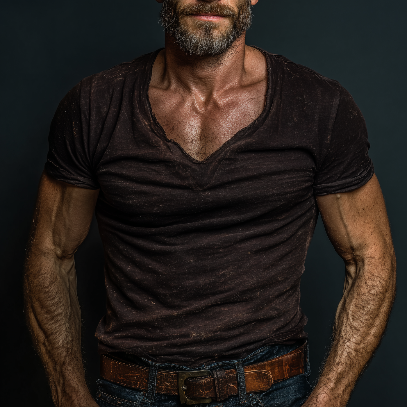 Nick | Men'S Summer Fashion Distressed Printed Polyester Blended V-Neck Short Sleeve T-Shirt