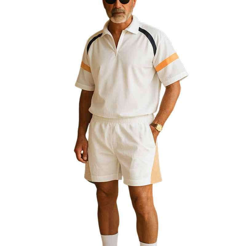 Mason | Men'S Summer Fashion Lapel T-Shirt Shorts Sports Set