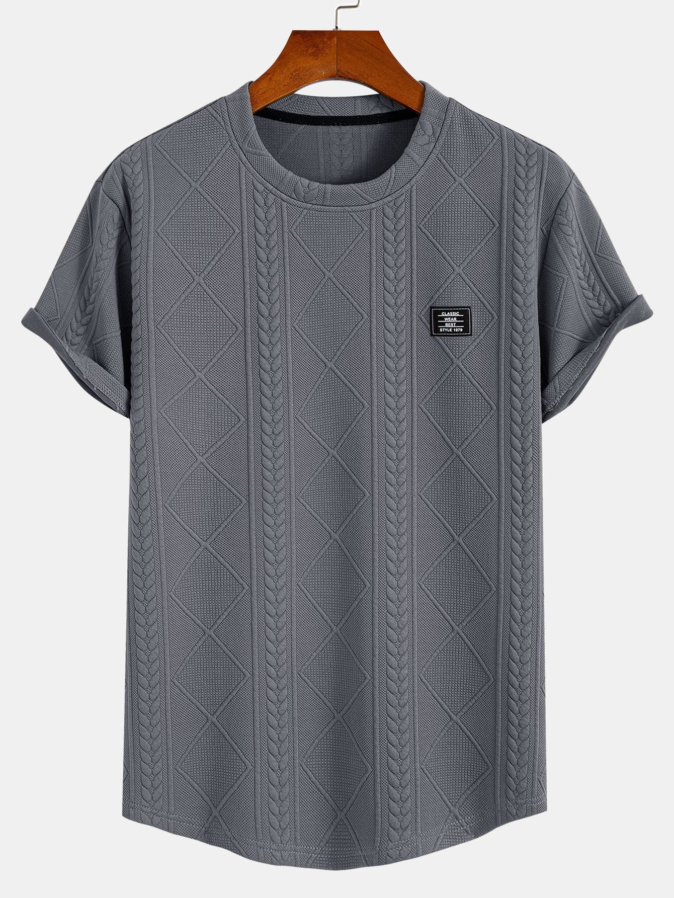 Donovan® | Short Sleeve Geometric Jacquard Arc Hem T-Shirt
