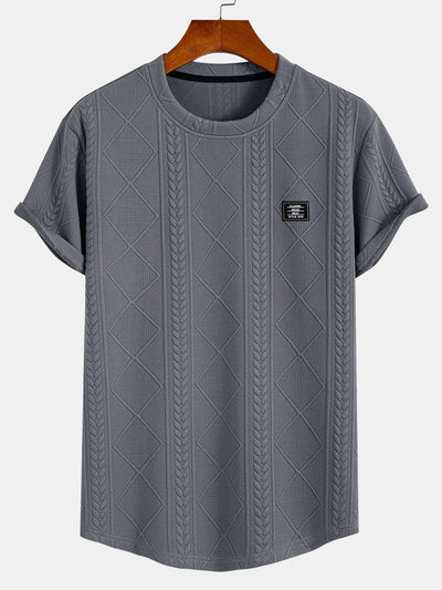 Donovan® | Short Sleeve Geometric Jacquard Arc Hem T-Shirt