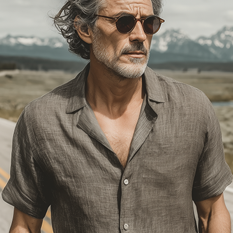 Vic | Men'S Spring And Summer Classic Casual Cotton And Linen Mixed Color Texture Breathable Short-Sleeved Shirt