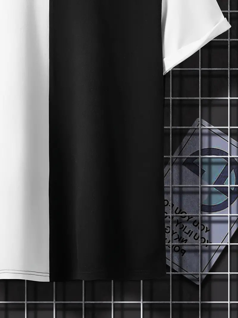 Silas® | Stylish color block t-shirt with short sleeves and a crew neck