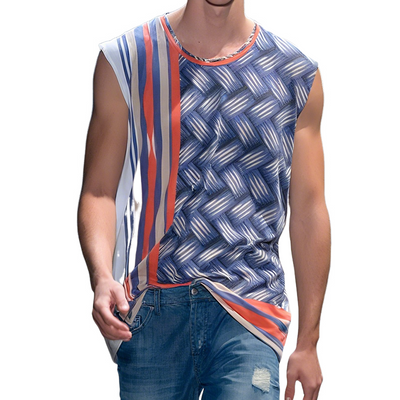 Cristian | Men'S Spring And Summer Fashion Casual Chiffon Printed Round Neck Tank Top
