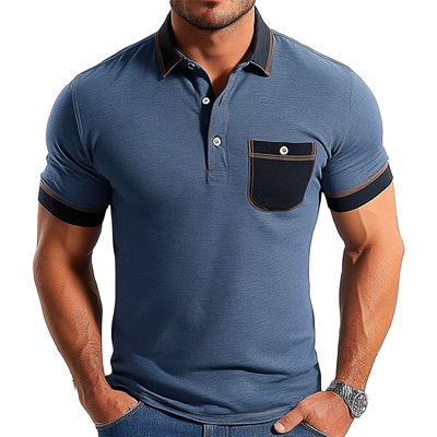 Yves | Men'S Casual Contrast Color Short-Sleeved Cotton Blend Polo Shirt