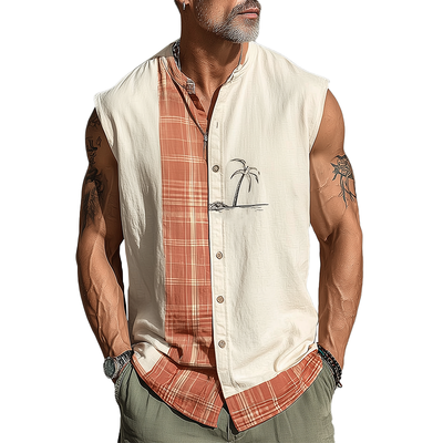 Travis | Men'S Summer Fashion Printed Cotton Blend Sleeveless Shirt