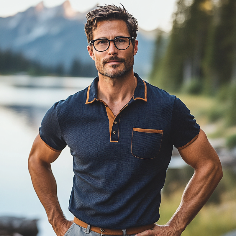 Rafael | Men'S Waffle Contrast Short-Sleeved Polo Shirt
