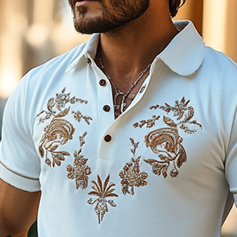 Patrick | Men'S Western Style Embroidered Short Sleeve Polo Shirt