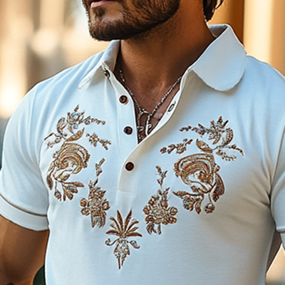 Patrick | Men'S Western Style Embroidered Short Sleeve Polo Shirt