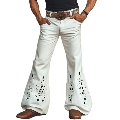 Omar | Men'S Western Cowboy Style Ripped Flared Pants