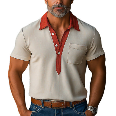 Ryan | Men'S Summer Casual Contrast Color Linen Polo Shirt