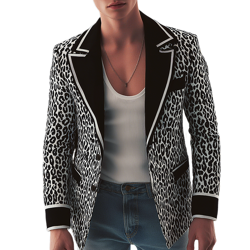 Larry | Men'S Vintage Leopard Print Single Breasted Blazer