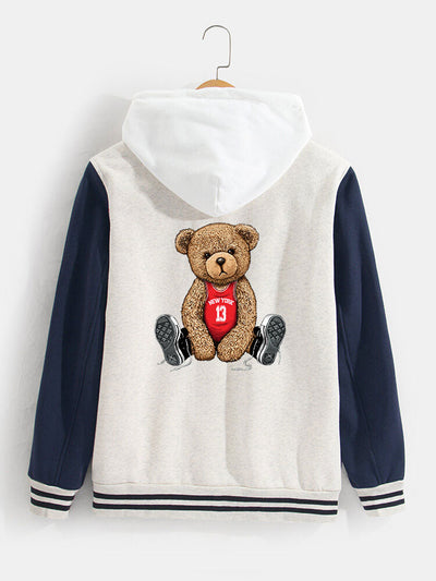 Jorge | New York Bear Print Baseball Jacket