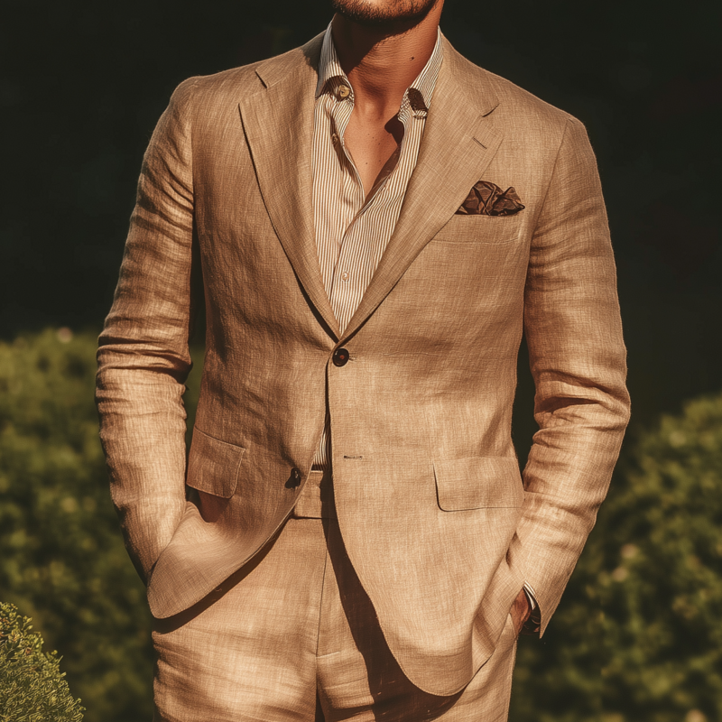 Carl | Men'S Casual Elegant Breathable Linen Notch Lapel Single Breasted Slim Fit Blazer