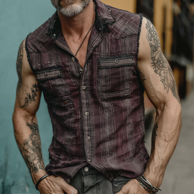 Cruz | Men'S Vintage Check Multi-Pocket Lapel Vest