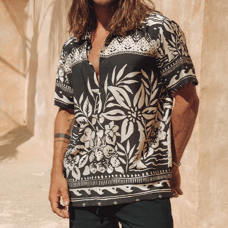 Clint | Men'S Spring And Summer Fashion Casual Tencel Cotton Printed Short Sleeve Shirt