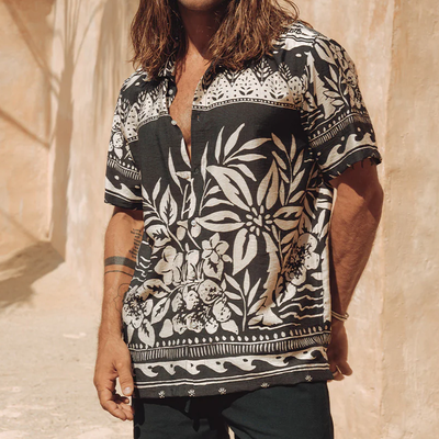 Clint | Men'S Spring And Summer Fashion Casual Tencel Cotton Printed Short Sleeve Shirt